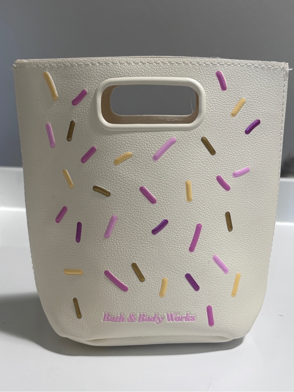 NWT Bath & Body Works Mini Tote Cream Sprinkle Bag Cute Gift Bag